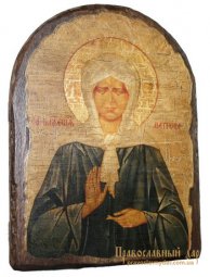 Icon Antique Holy Blessed Matrona of Moscow 17h23 see Arch - фото