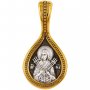 Icon of the Mother of God, softening of evil hearts (Seven-sided), silver with gilding, 15x30 mm, E 8467