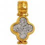 Cross The Crucifixion of Christ. Icon of the Mother of God, silver with gilding, 20x35 mm, E 8343