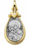 The image of the Mother of God "Vladimirskaya", silver 925° gold plated, stones