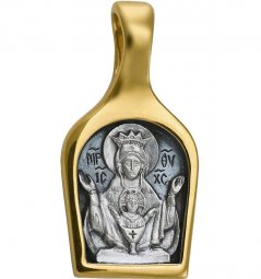 The image of the Mother of God "The Inexhaustible Cup" with black, silver gilt 925 - фото
