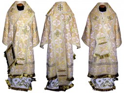 Bishop's Vestment from beige brocade R01 A - фото