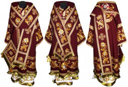 Bishop's Vestment of burgundy color with sewn galloon R042a (n) - фото
