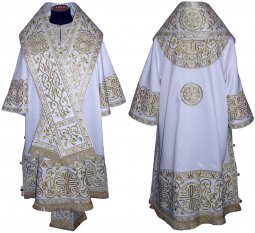 Bishop's Vestment embroidered on gabardine, embroidered lace R 060a - фото