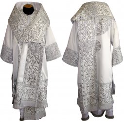 Bishop`s Vestment embroidered on white gabardine, embroidered lace R060 a - фото
