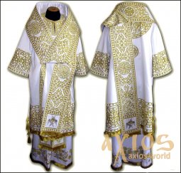 Bishop`s vestments, embroidered on dense satin with embroidered galloon R080A - фото