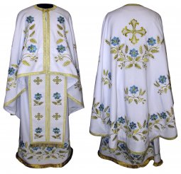 Priest Vestments, Embroidered on white gabardine, Greek Cut R036g - фото