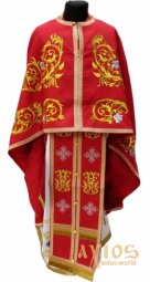 Priestly vestment, red color,  Greek cut, gabardine - фото
