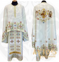 Luxurious priestly vestments, embroidered on a milky gabardine with covers - фото