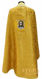  Priest vestments, yellow brocade, embroidered icon, Bethlehem cross, Greek Cut - фото