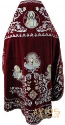 Priestly vestments embroidered on burgundy velvet - фото