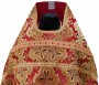 Priestly vestments, red brocade, "Easter cross" fabric