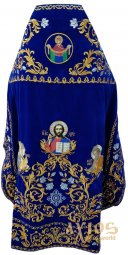 Priest Vestments, embroidered on blue velvet, embroidery in gold, embroidered icons - фото