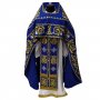 Priest vestments, blue gabardine, embroidered icon