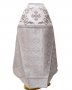 Priest vestment, combined, shoulders are embroidered on white velvet, the main fabric is white brocade