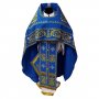 Priest vestment, embroidery on a blue gabardine, embroidered galoon