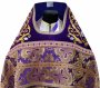 Combined priestly vestment, shoulders embroidered on velvet, the main fabric is purple brocade