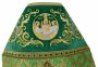 Priest vestments combined, shoulders embroidered on velvet, main material - green brocade, solar cross