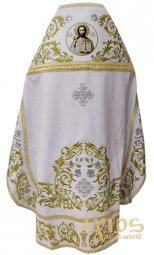 Priest vestments, white gabardine, embroidered icon - фото