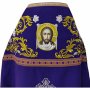 Priest vestments, violet gabardine, sew-on lace, embroidered icon