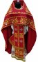 Priest vestments, red gabardine, embroidered icon