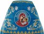 Priest vestment, embroidered on blue velvet, embroidered icon