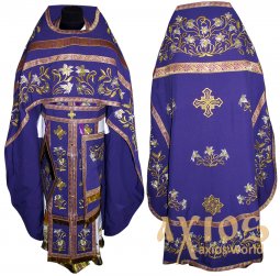 Priest Vestments, Embroidered on violet gabardine with sewn galloon R 040m (n) - фото