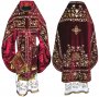 Priest Vestments, Embroidered on burgundy velvet, embroidered galloon R046m (v)