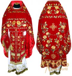Priest Vestments, Embroidered on velvet of red colour, Embroidered  Gallon R049m (v) - фото