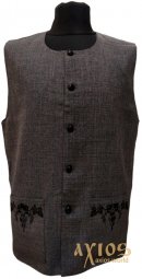 Dark gray vest (linen-gabardine) - фото